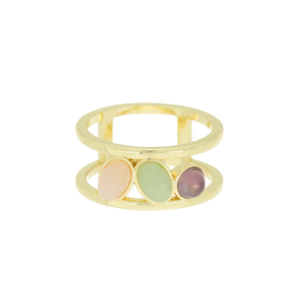 Covet 3 Stone Cage Band Ring
